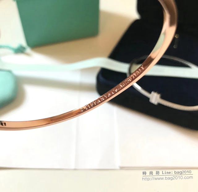 Tiffany純銀飾品 蒂芙尼女士專櫃爆款笑臉雙T窄版手鐲  zgt1708